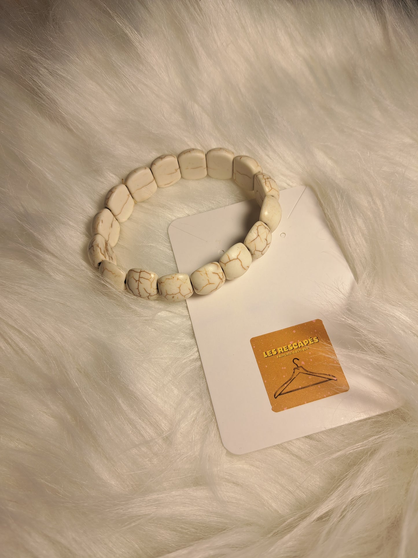 Bracelet blanc-beige élastique