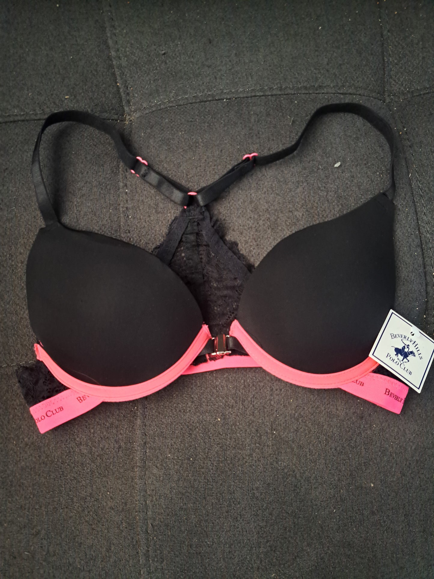 Soutien-gorge noir et rose Polo Club avec étiquette