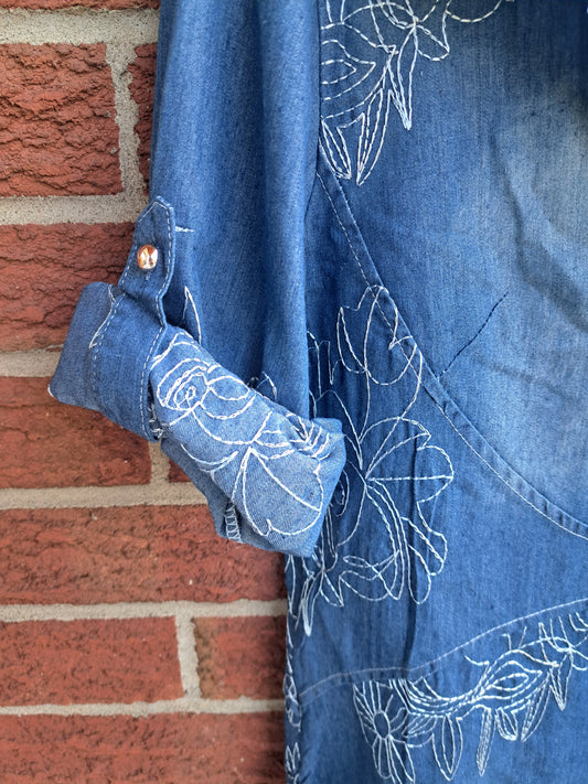 Robe bleue jeans avec dentelle (avec étiquette)