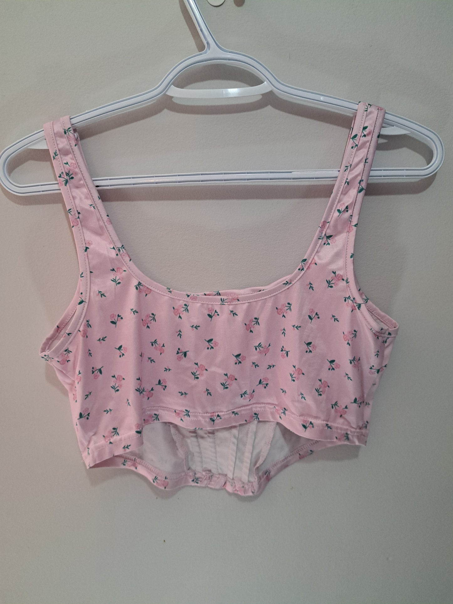 Camisole style corset rose fleuri