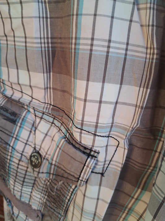 Short à carreaux blanc pour homme