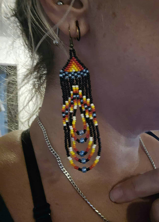 Boucles d'oreilles avec perles colorés