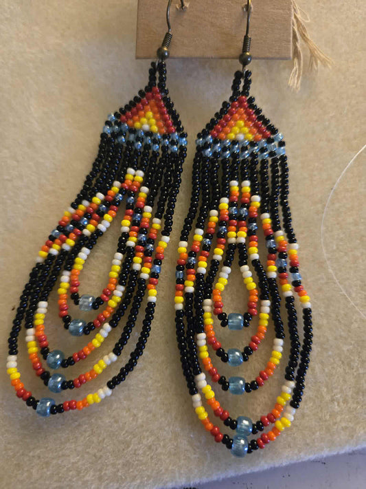 Boucles d'oreilles avec perles colorés