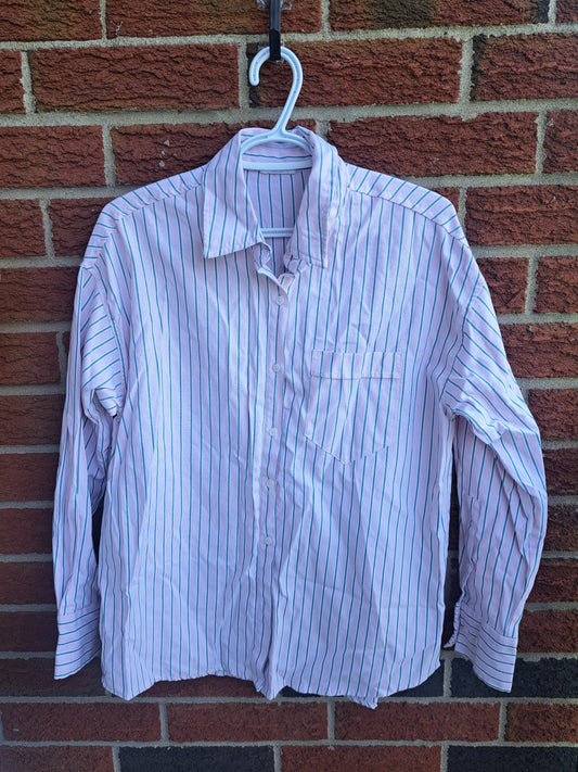 Chemise lignée rose pâle