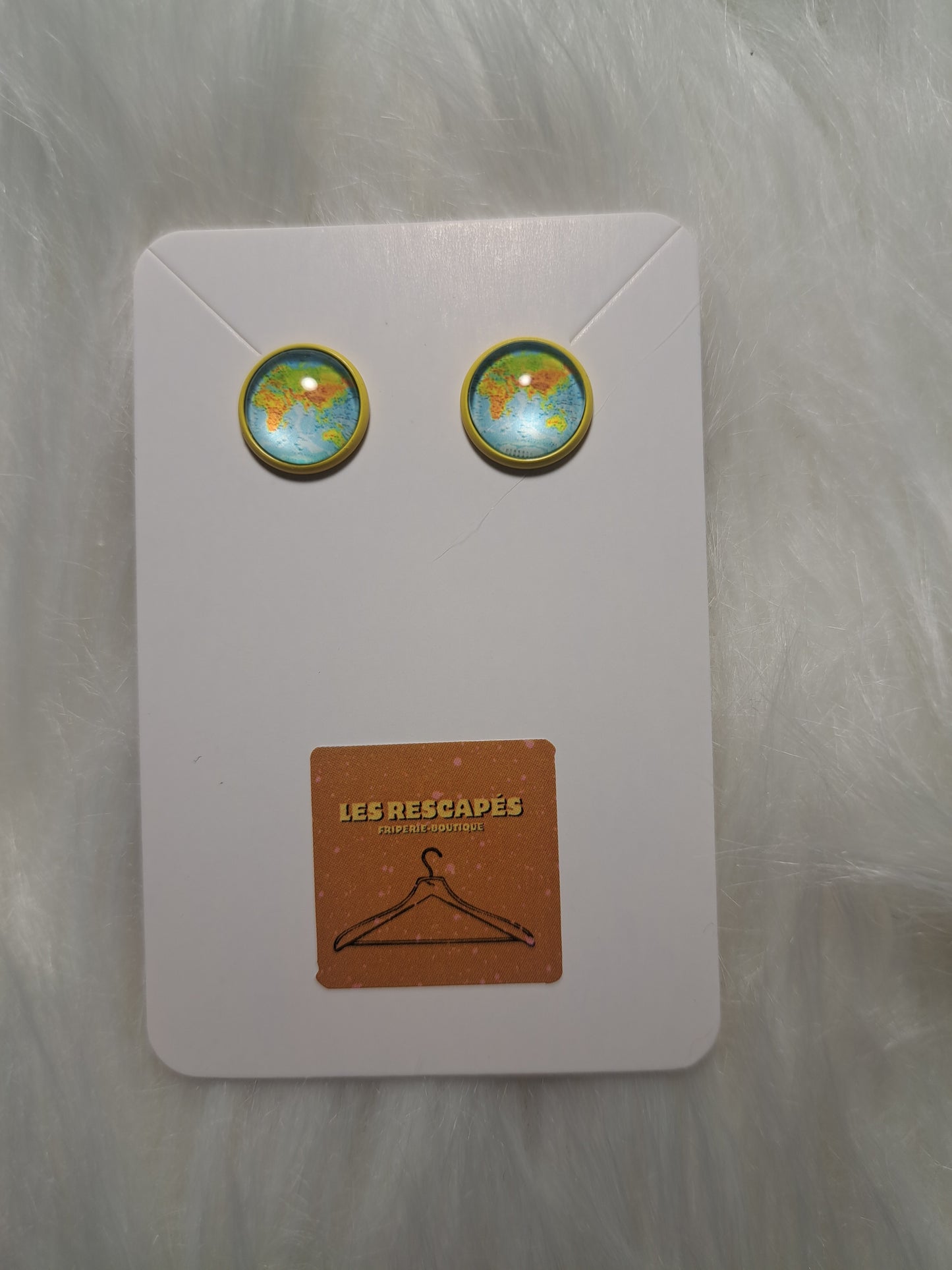 Boucles d'oreilles jaunes carte du monde