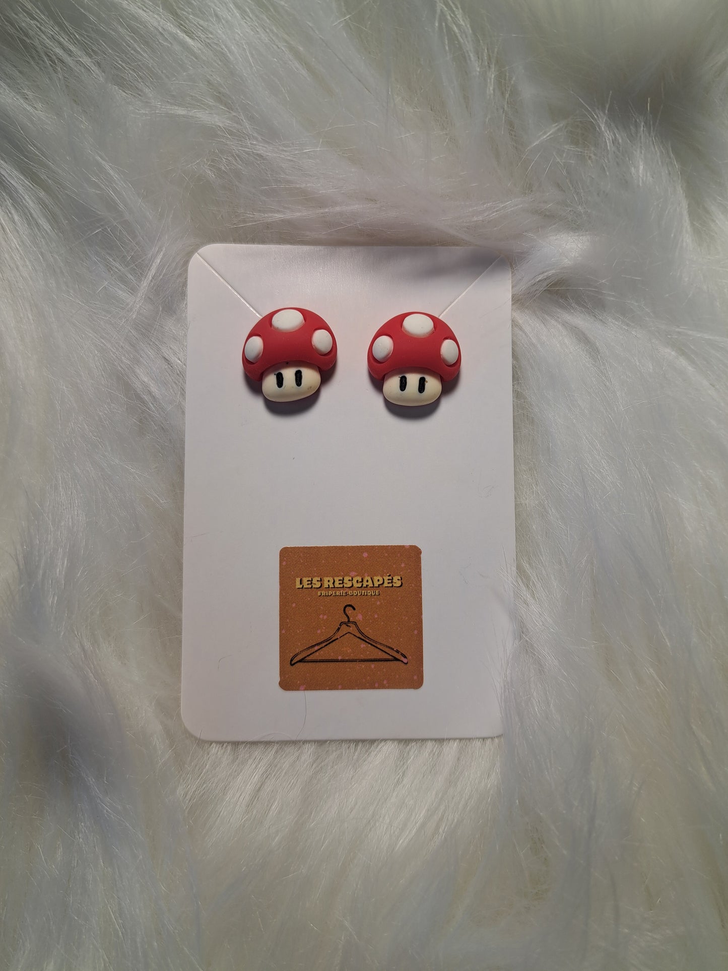 Boucles d'oreilles champignons rouges et blanches
