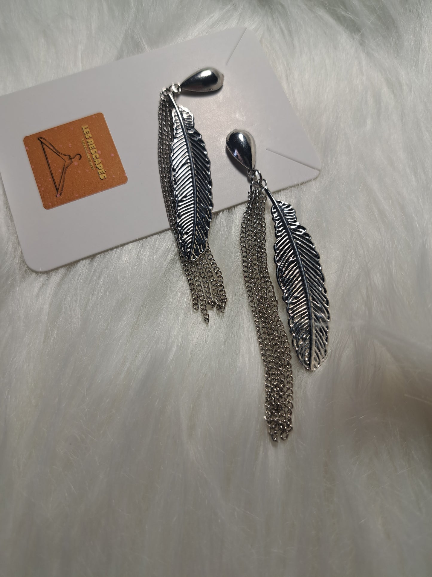 Boucles d'oreilles argentées feuilles