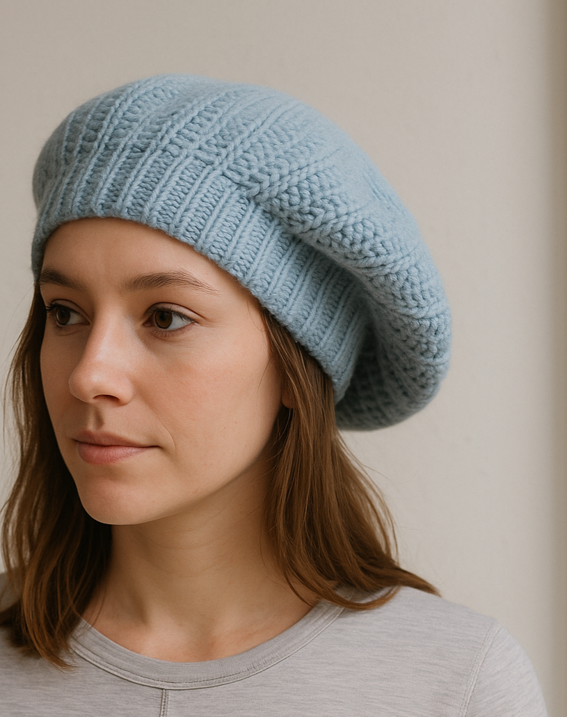 Tuque bleu pâle style béret