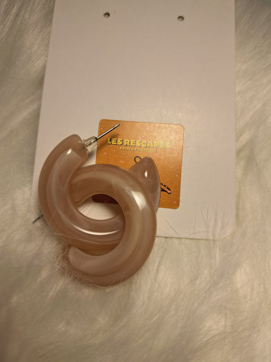 Boucles d'oreilles rondes beiges