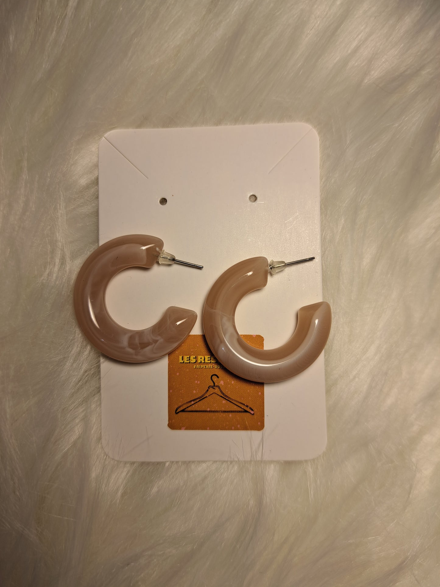 Boucles d'oreilles rondes beiges