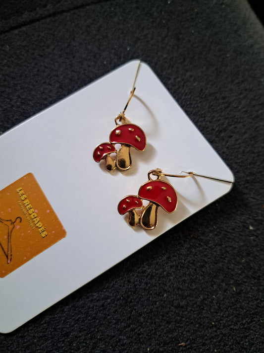 Boucles d'oreilles champignons rouges