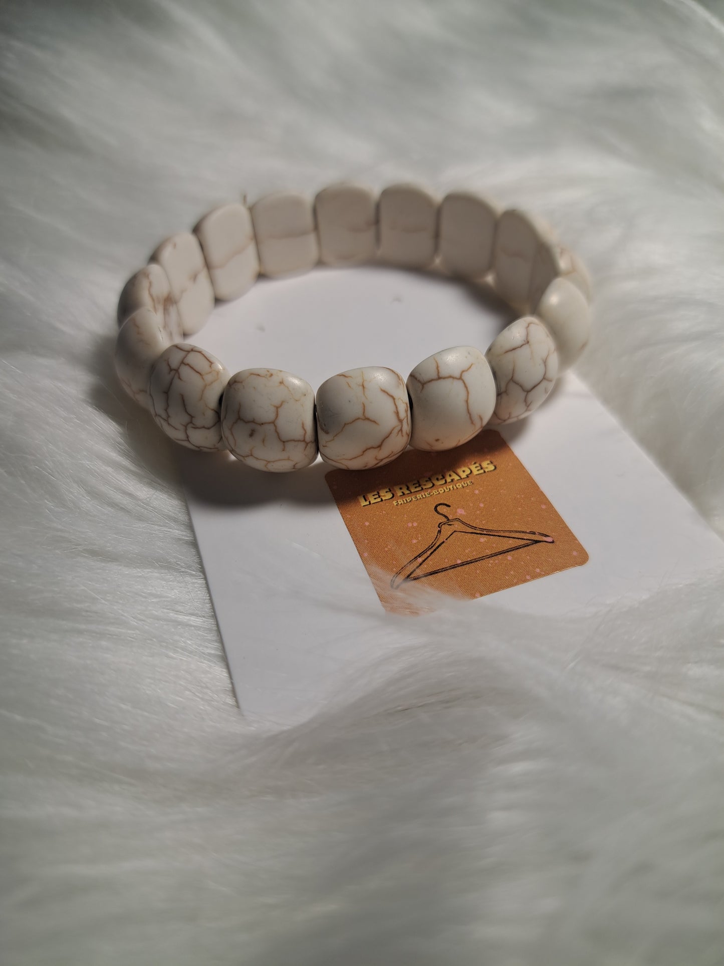 Bracelet blanc-beige élastique