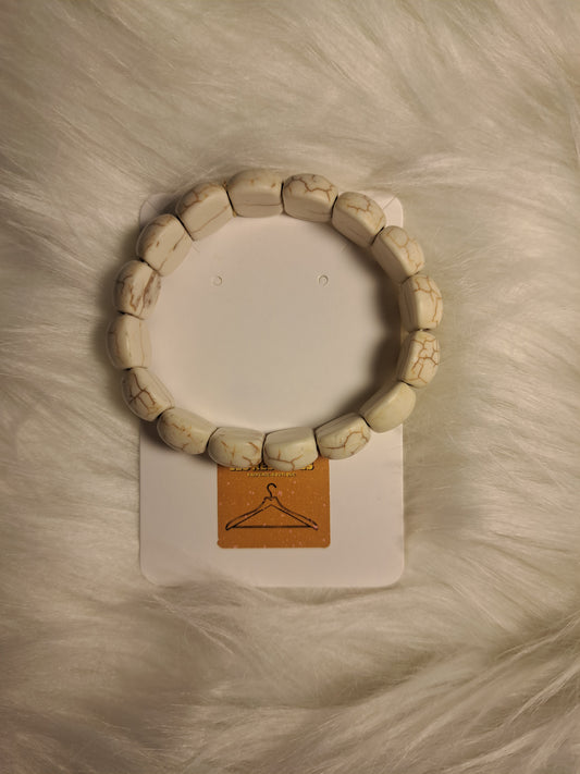 Bracelet blanc-beige élastique