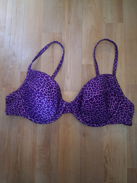 Haut de bikini mauve motifs léopards