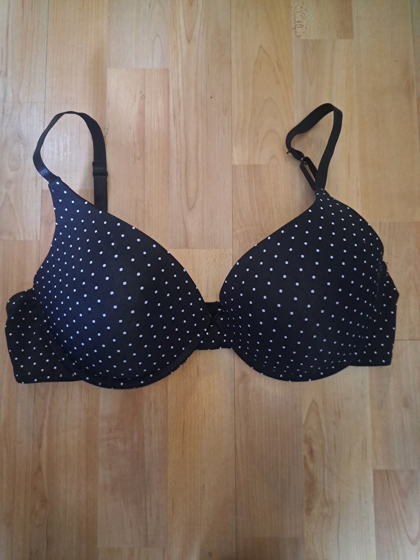 Soutien gorge noir à pois blanc