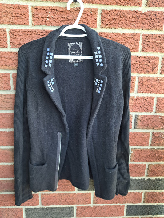 Veste chaude style veston noir avec faux diamant Guess