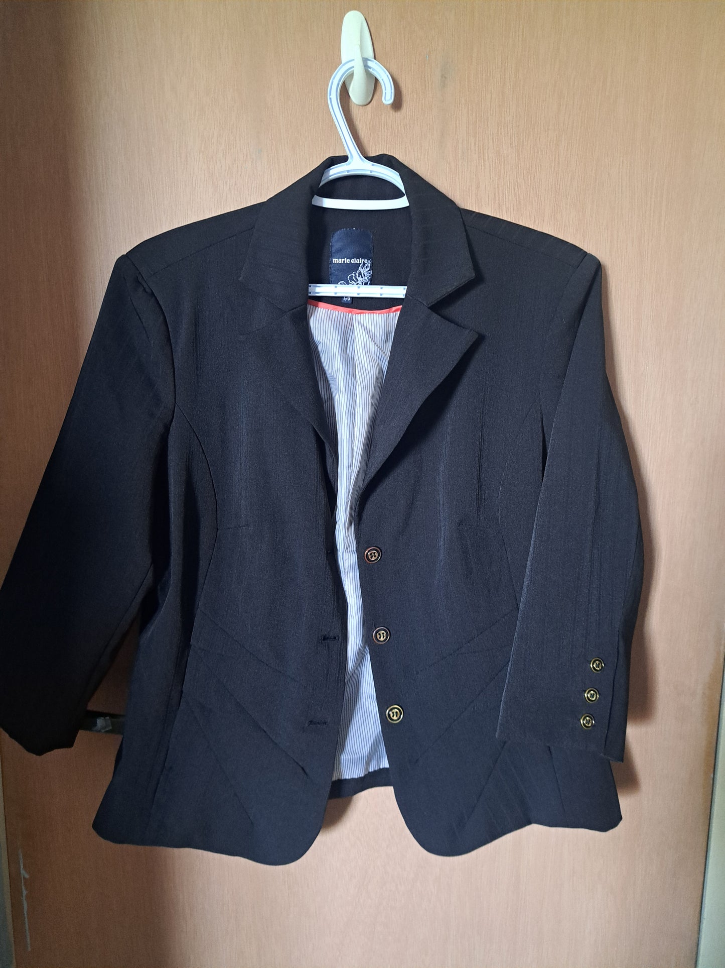 Veston ligné noir manches mi-longue