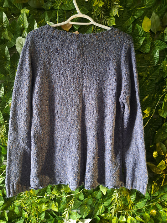 Chandail de laine gris-bleu à manches longues