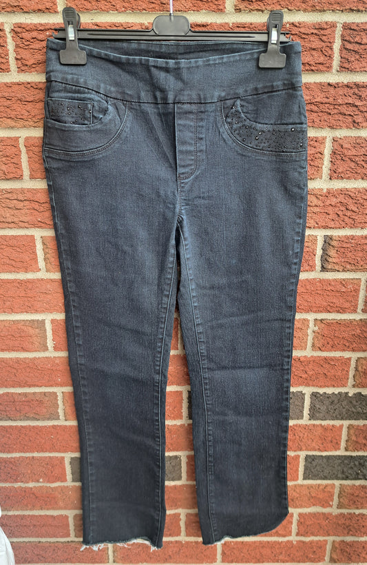 Pantalon style jegging bleu foncé avec petits diamants