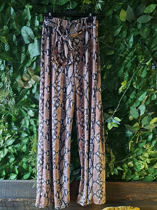 Pantalons long léopard avec ceinture