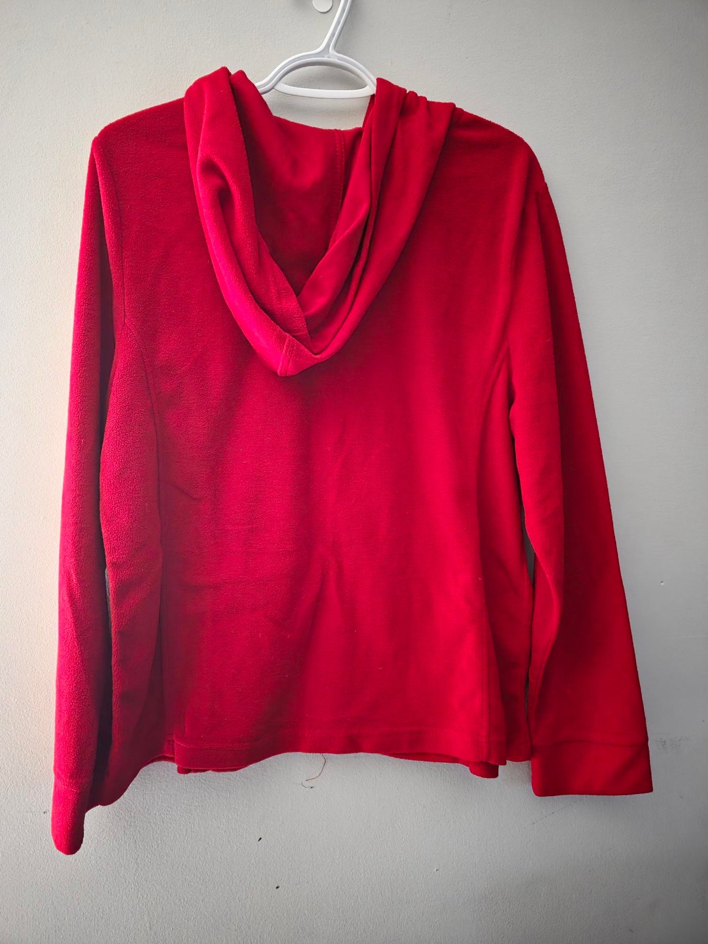 Veste rouge douce avec fermeture éclair et capuchon
