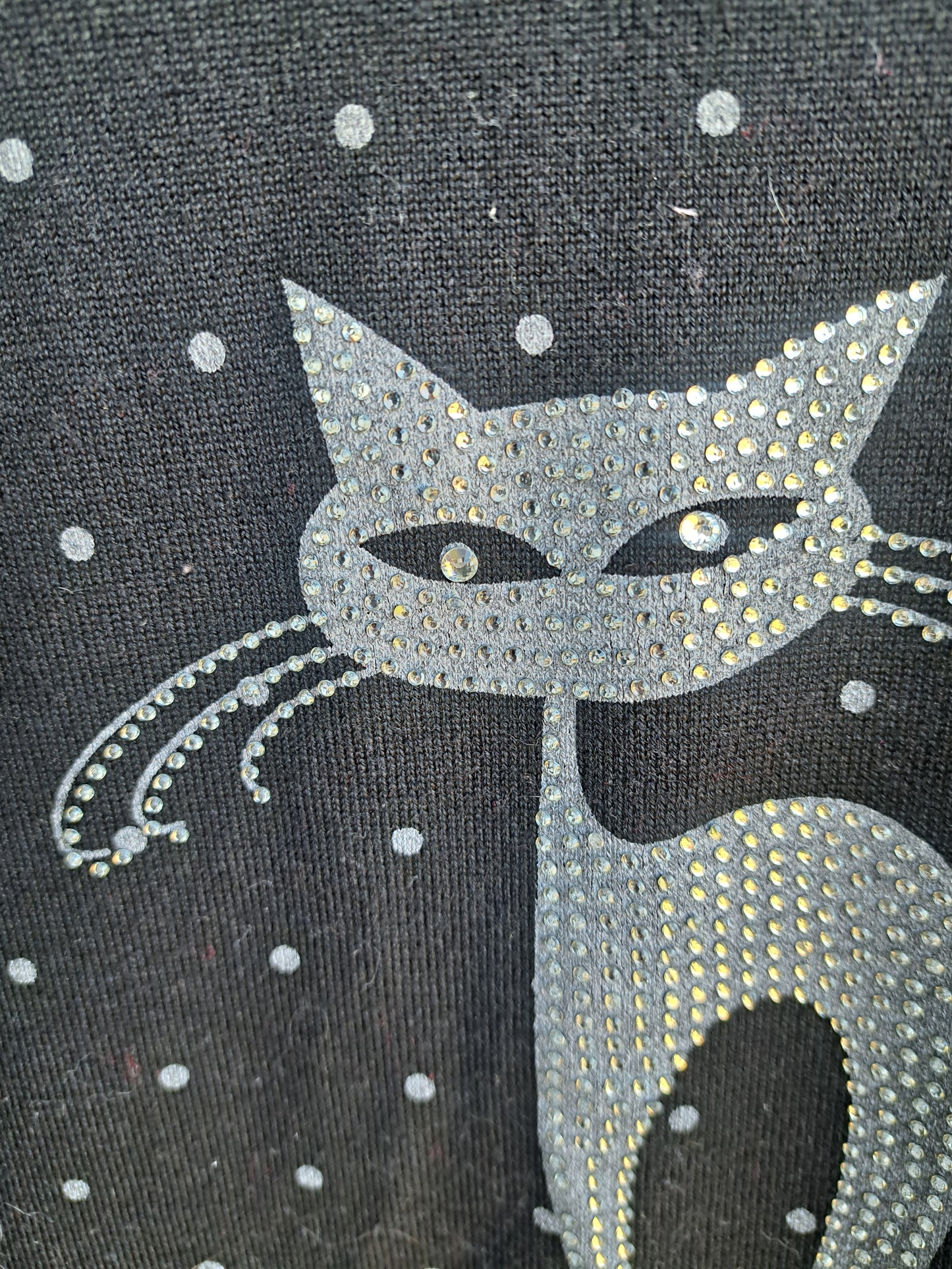 Chandail noir à manches longues avec chat