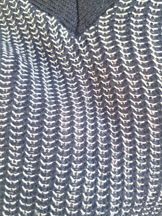 Chandail tricot gris noir et blanc à manches longues