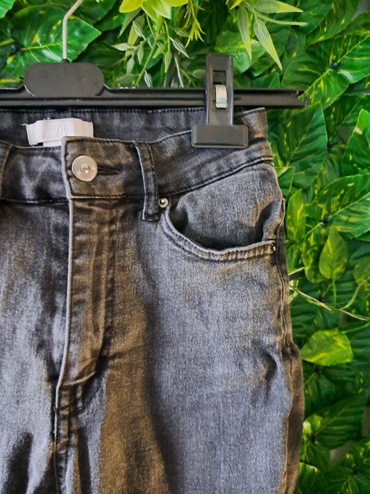 Skinny jeans gris foncé taille haute