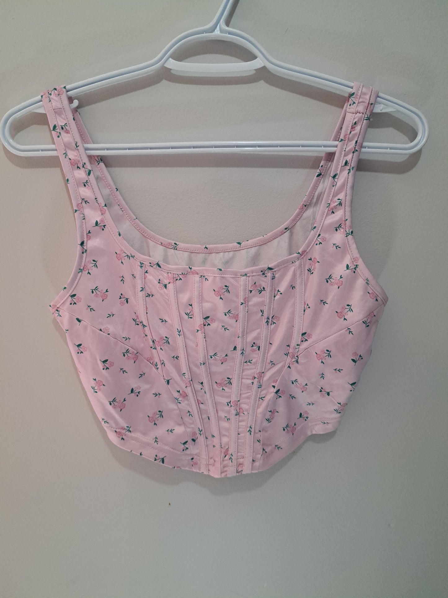 Camisole style corset rose fleuri