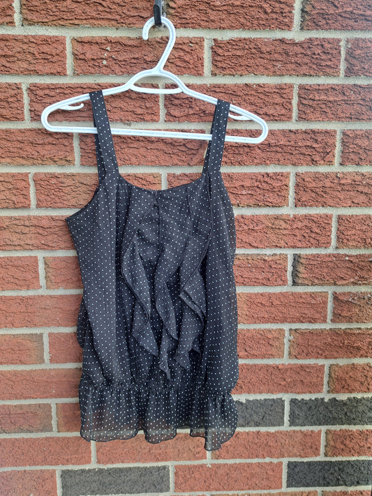 Camisole noire à pois avec volants