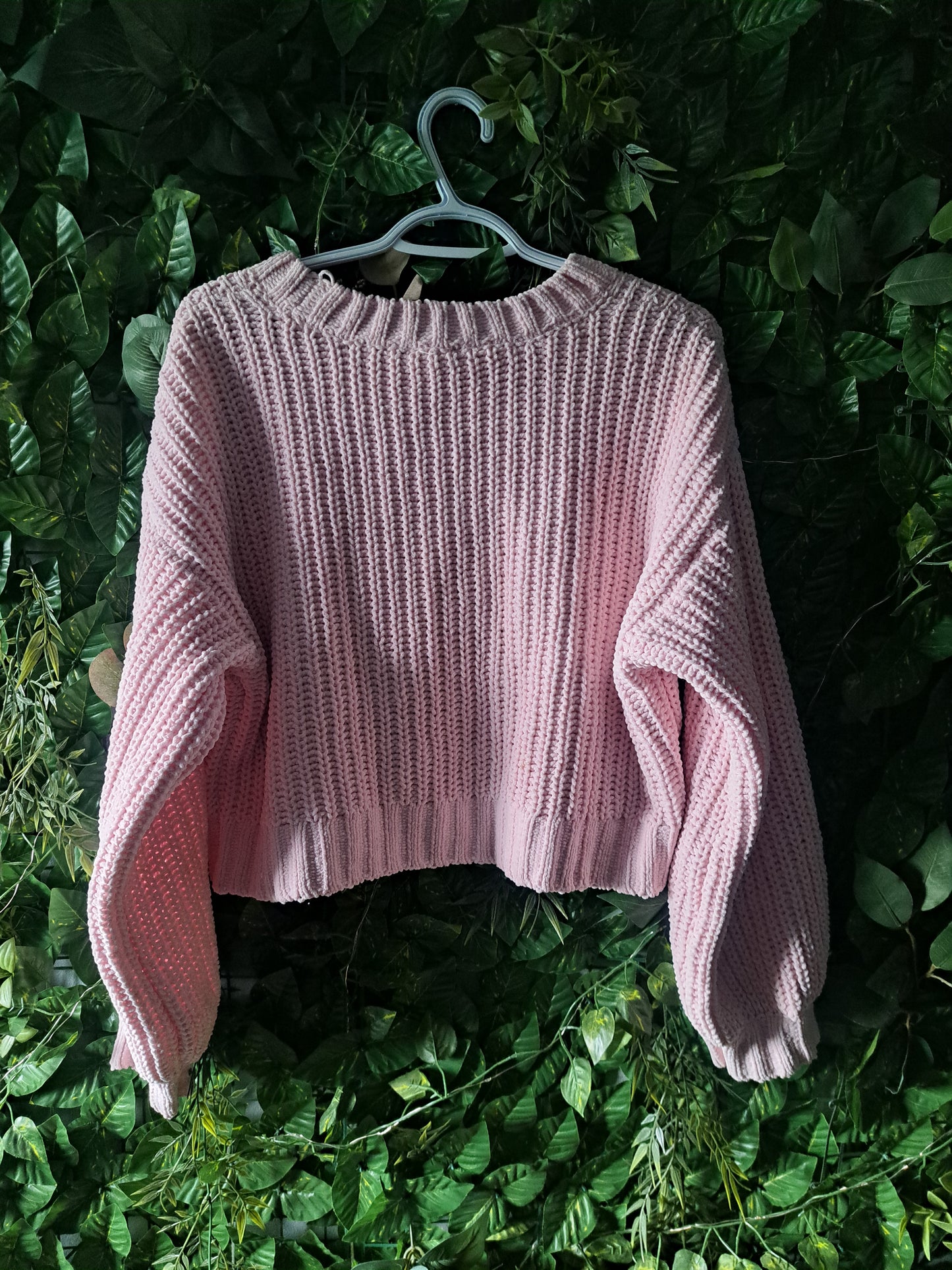 Chandail à manche longue style tricot rose