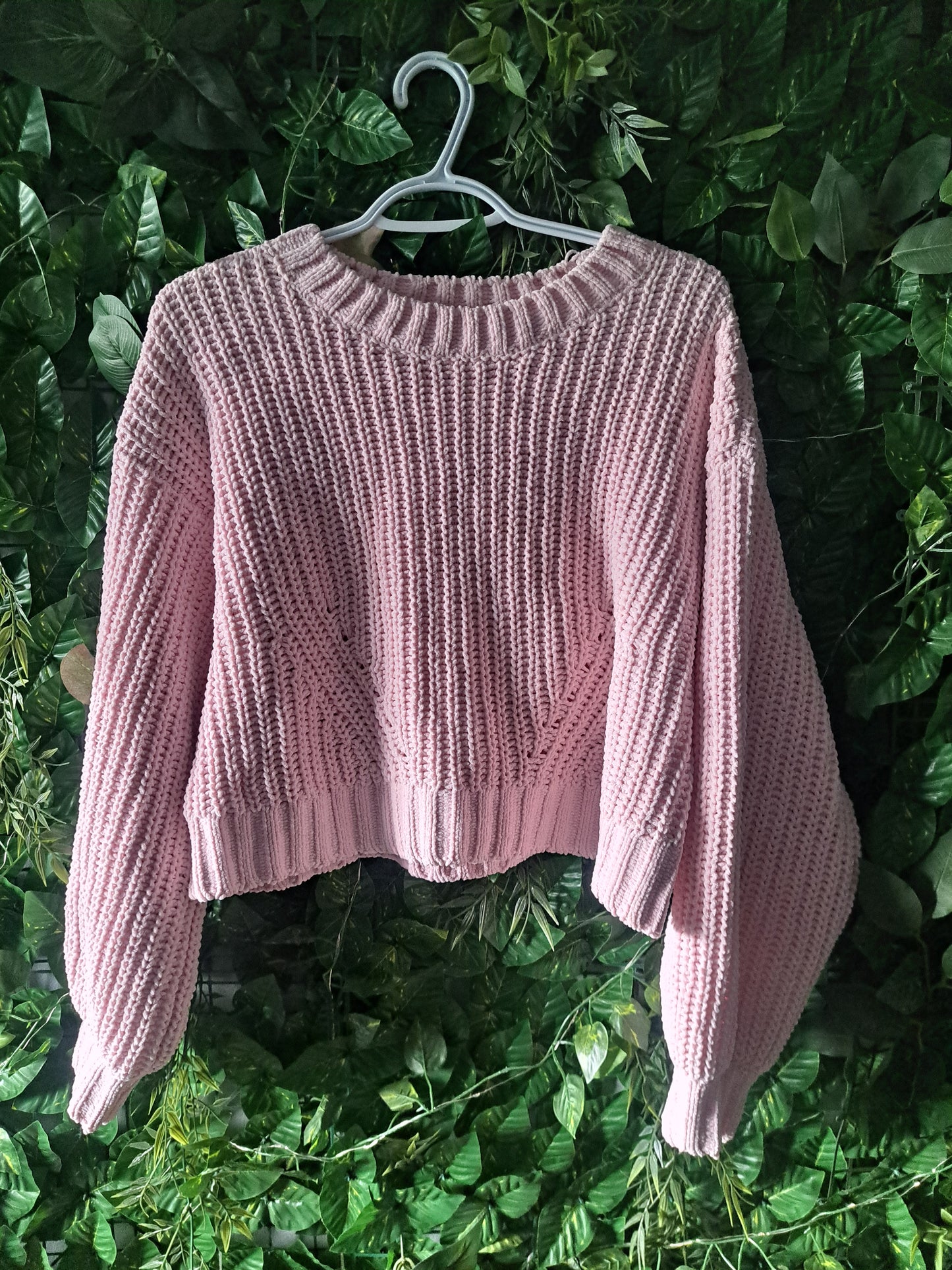 Chandail à manche longue style tricot rose