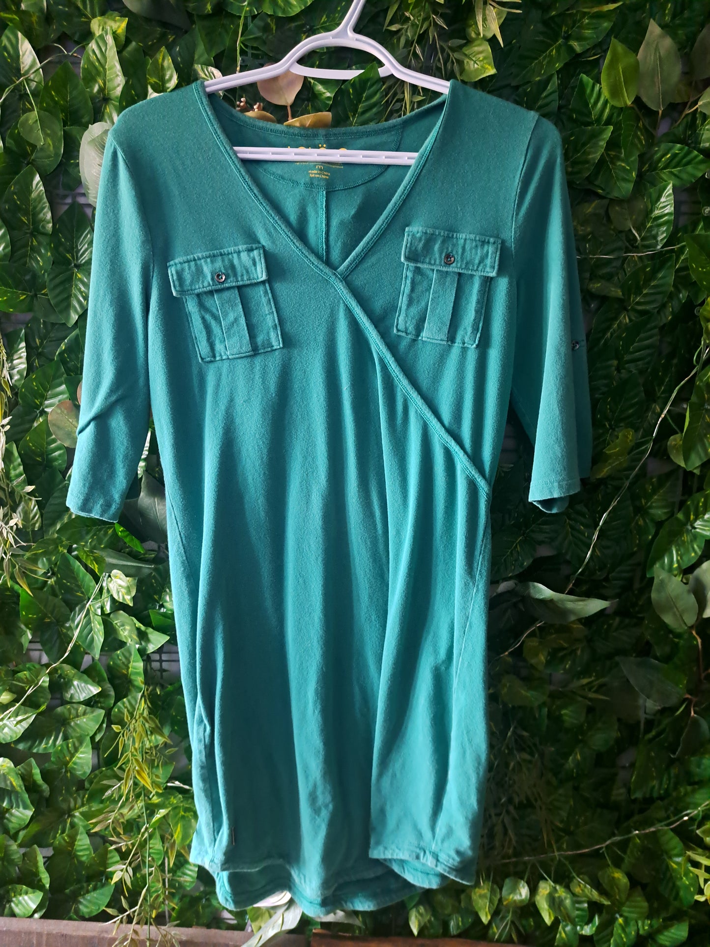Robe turquoise manches 3/4