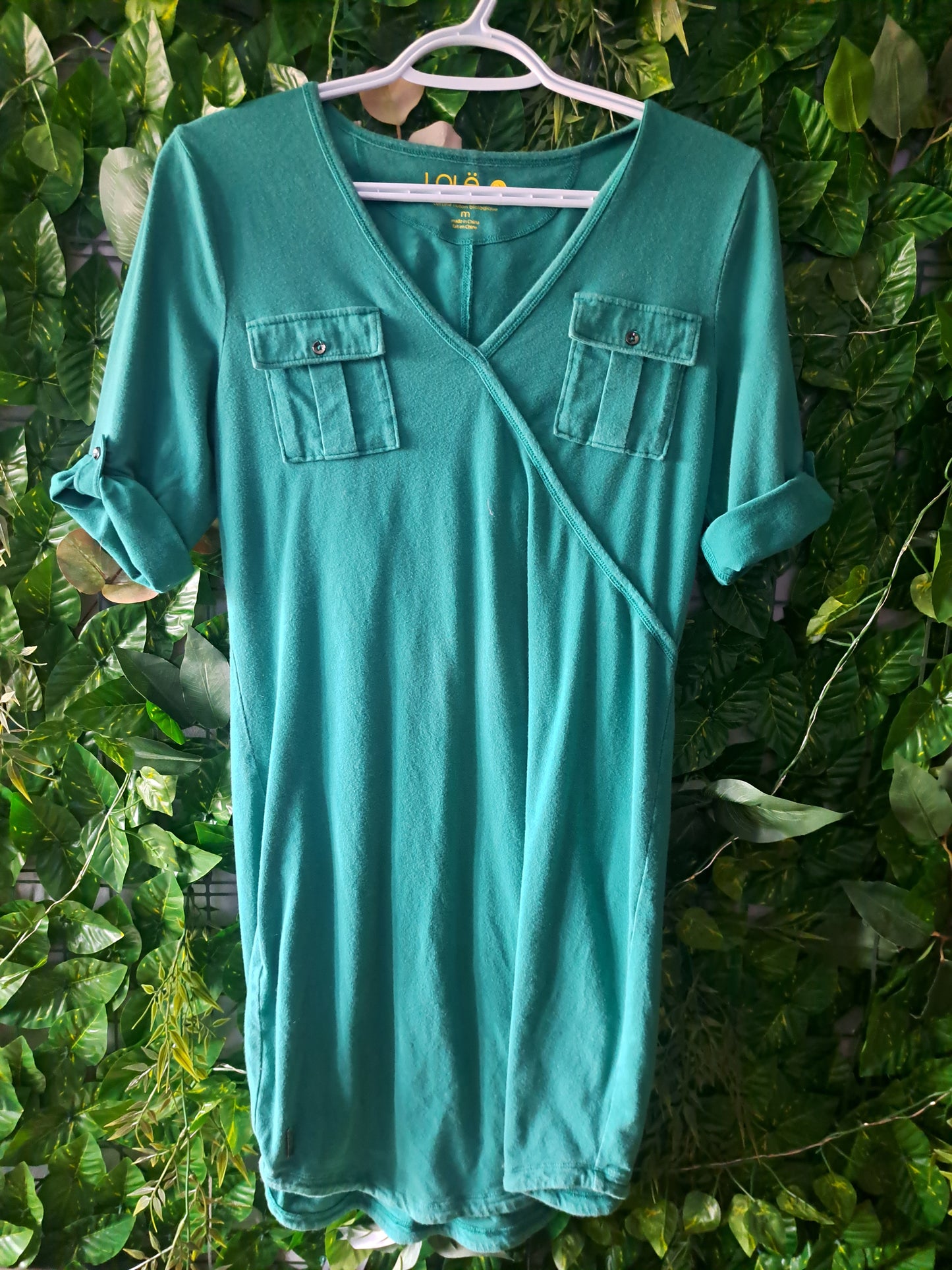 Robe turquoise manches 3/4