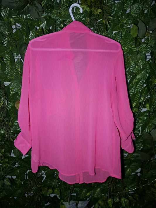Chemise rose transparente à manches longues