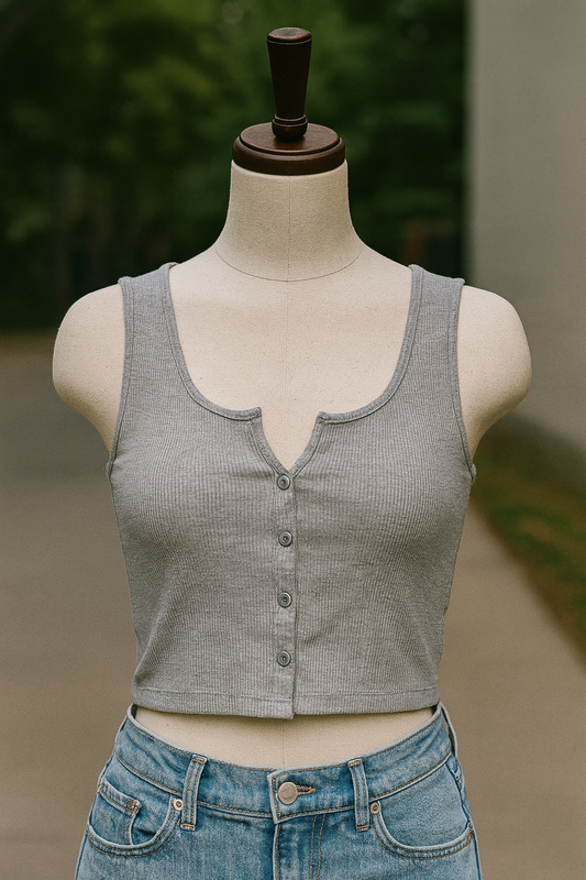 Camisole courte avec boutons gris