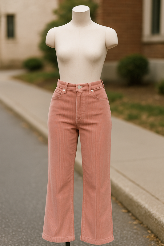 Pantalon style velours rose bas large