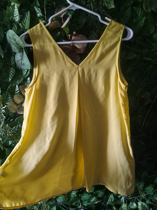 Haut sans manche transparent jaune