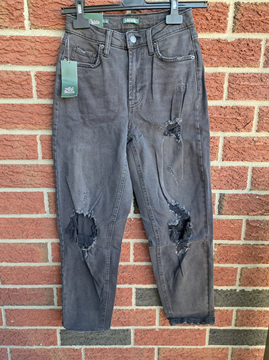 Jeans noir vintage troué (style momjeans)