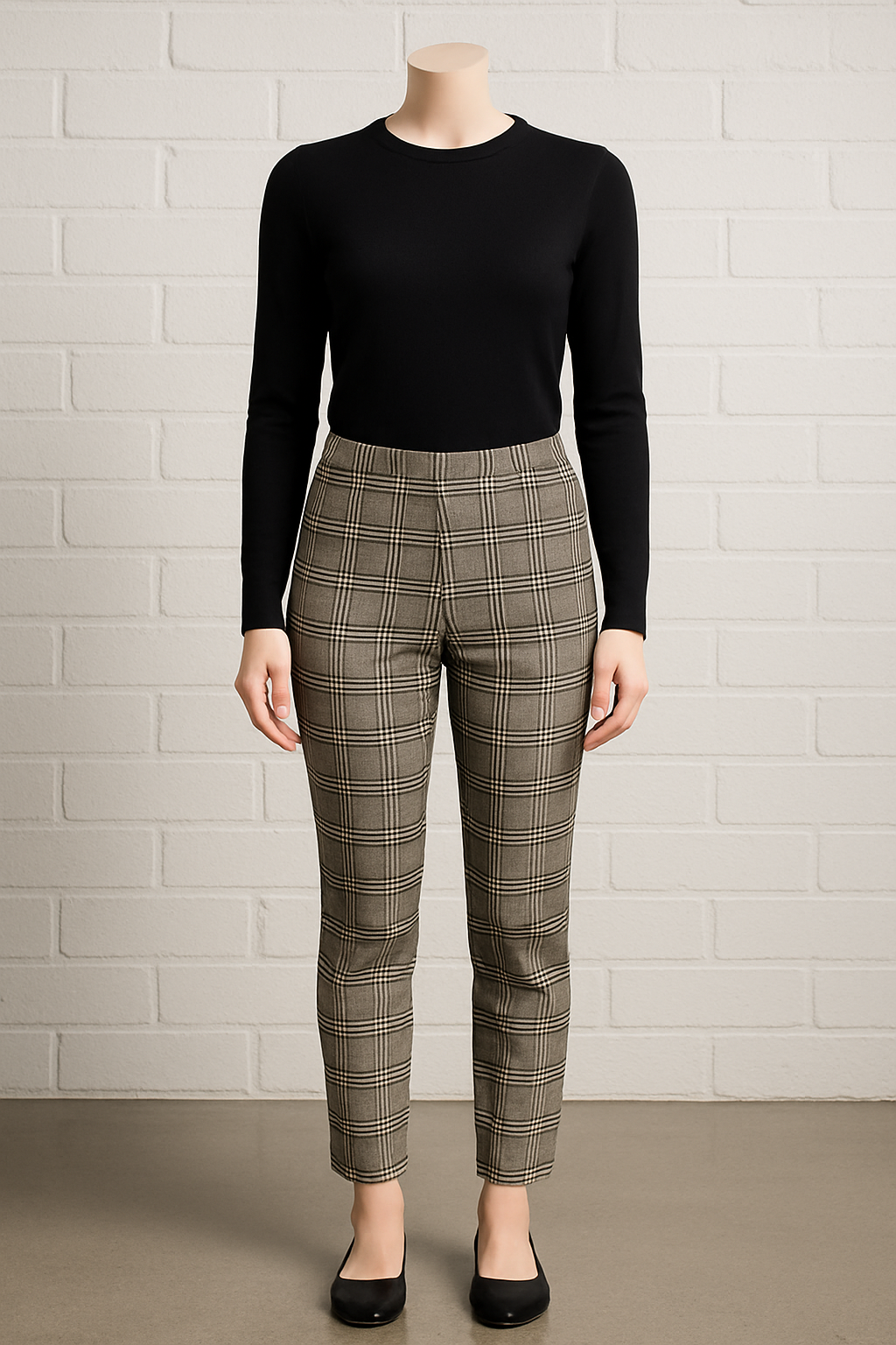 Pantalon à carreaux beige