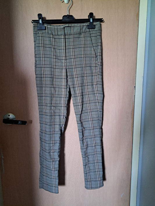 Pantalon à carreaux beige