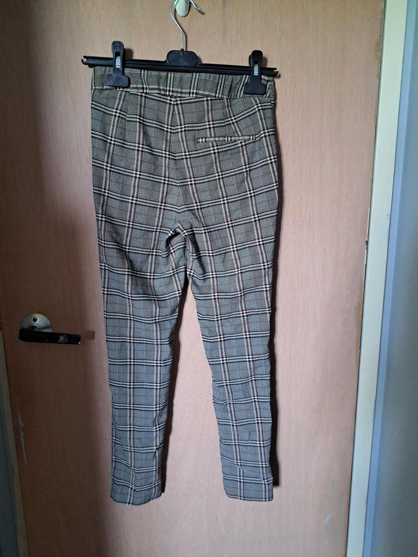 Pantalon à carreaux beige