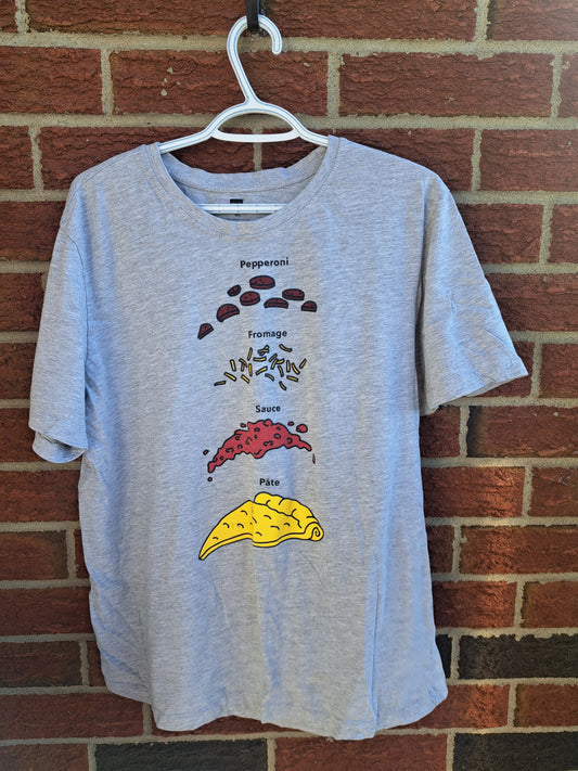 T-shirt gris étages pizza