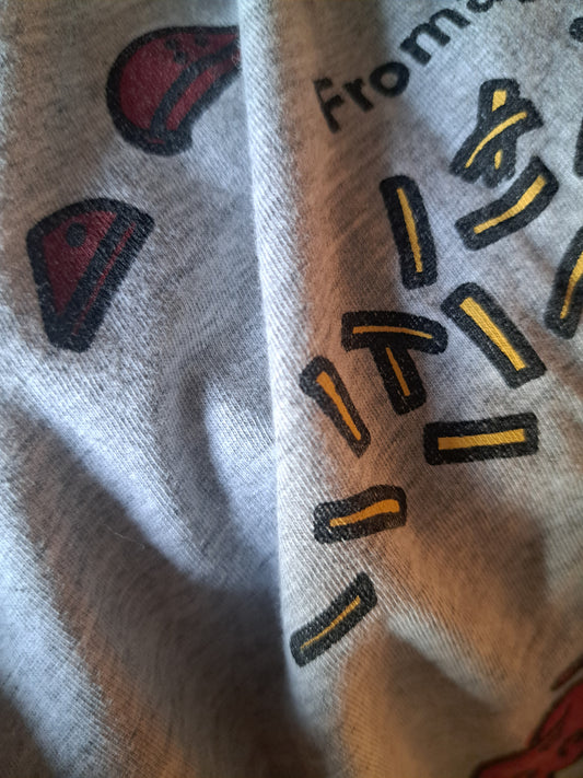 T-shirt gris étages pizza