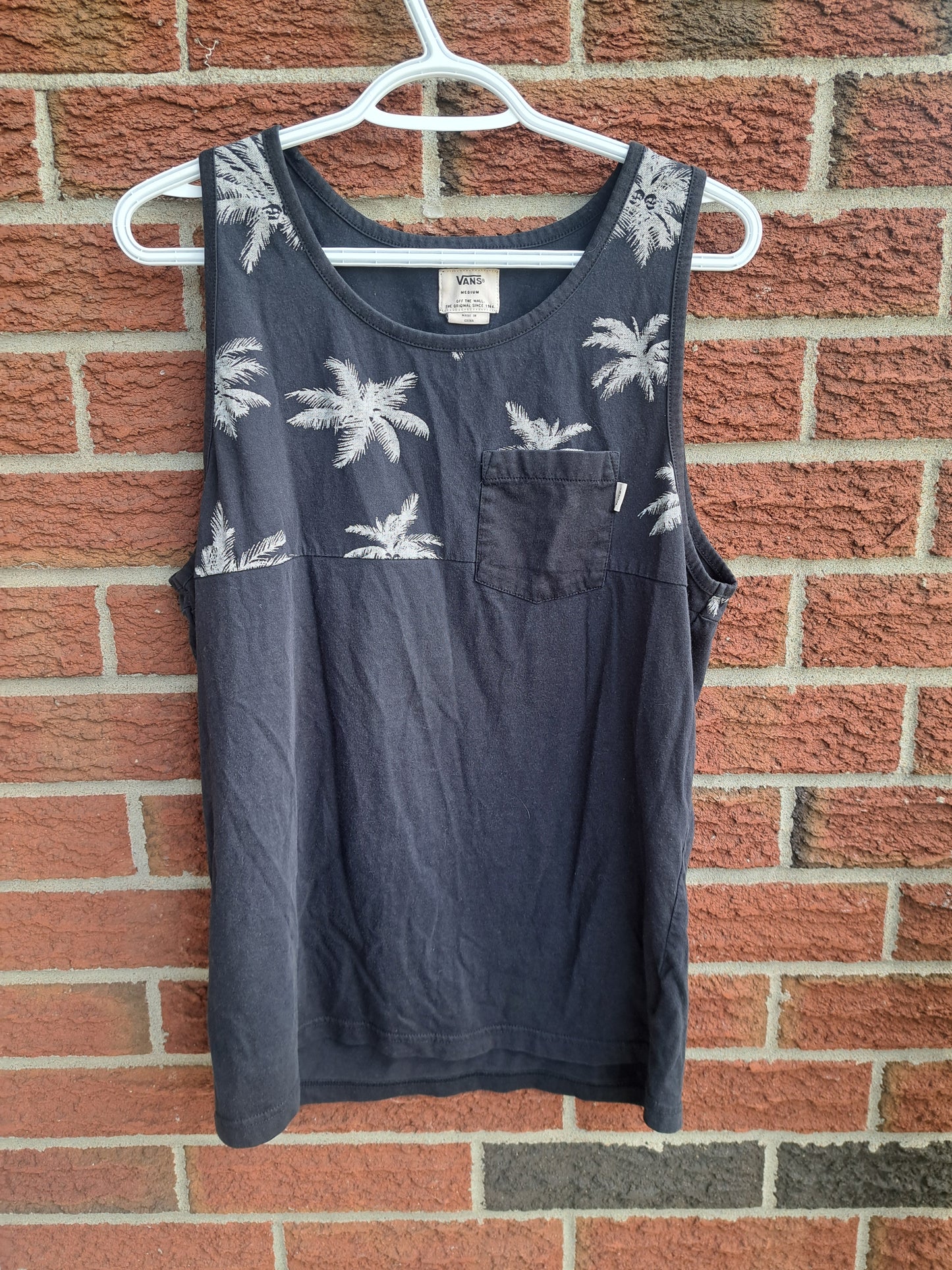 Camisole noire pour homme avec palmiers blancs