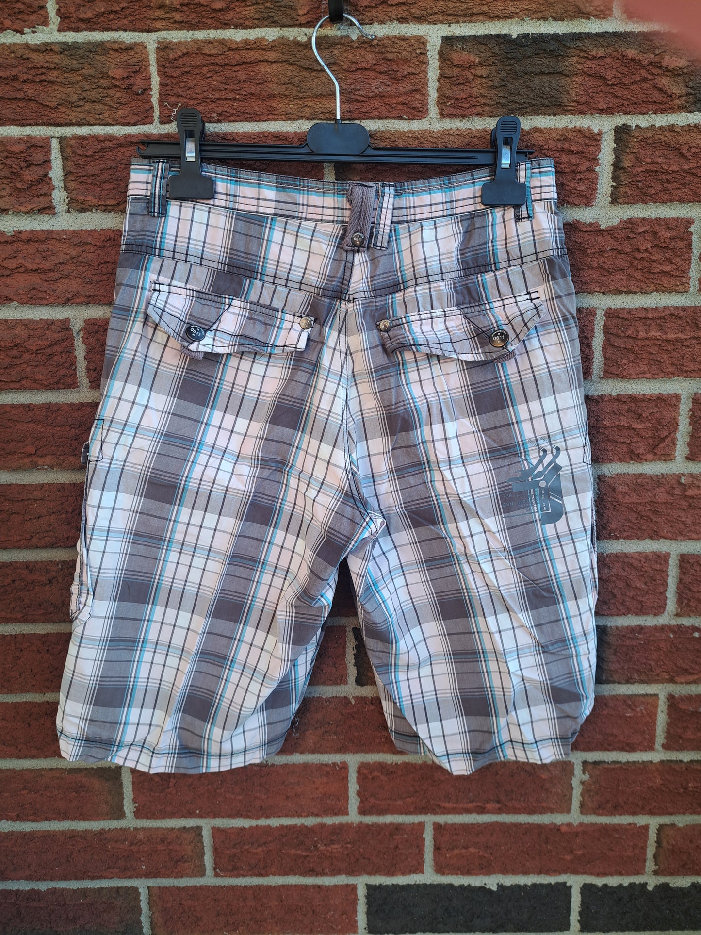 Short à carreaux blanc pour homme