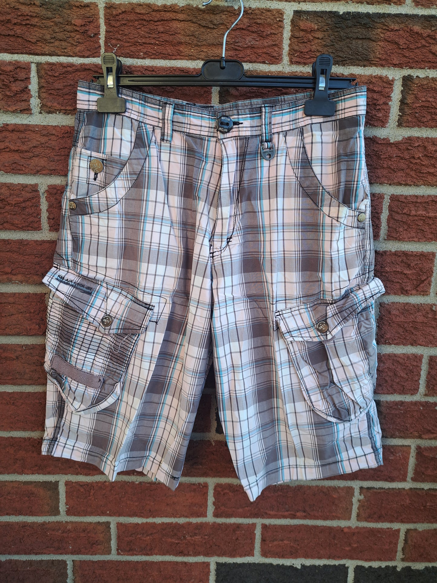 Short à carreaux blanc pour homme