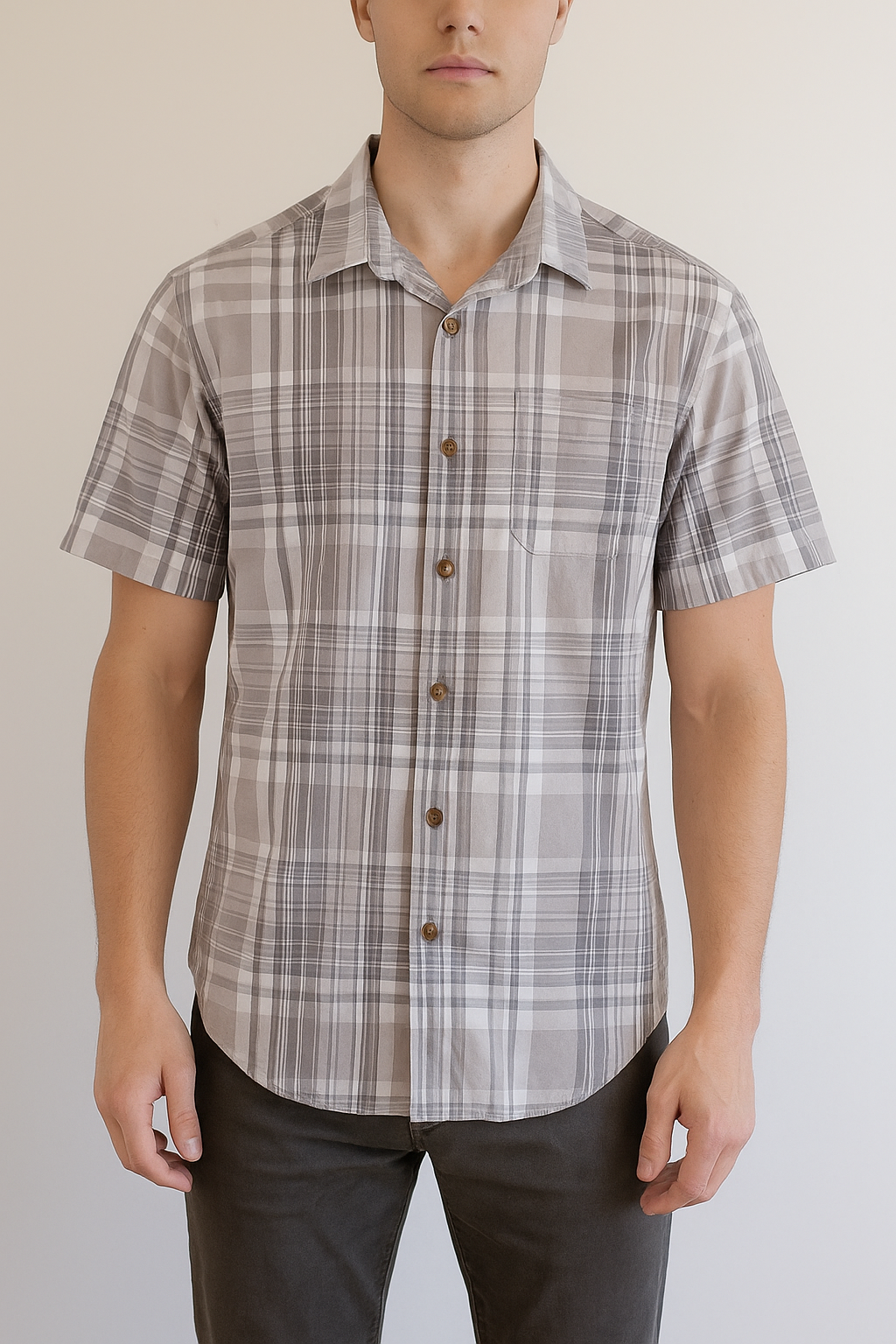 Chemise à carreaux manches courtes