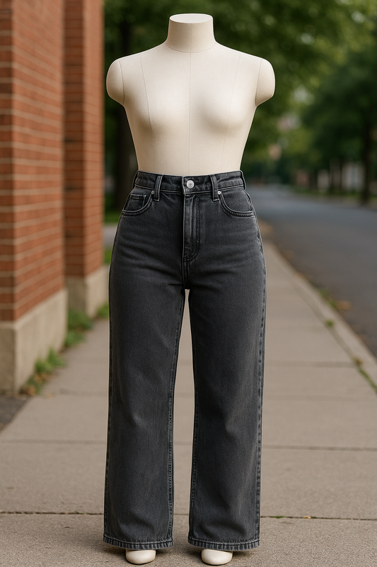 Jeans noir-gris bas large